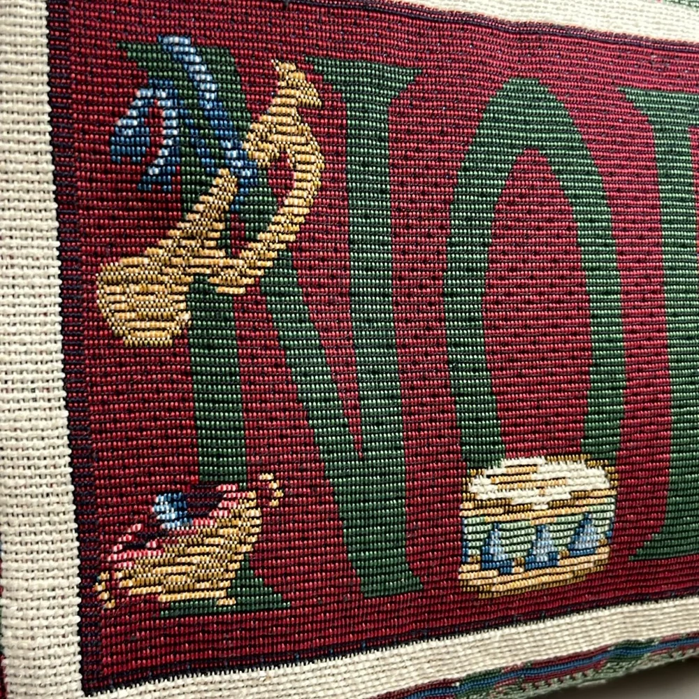 Christmas Throw Pillow Vintage Tapestry Noel Nutcracker 12x9